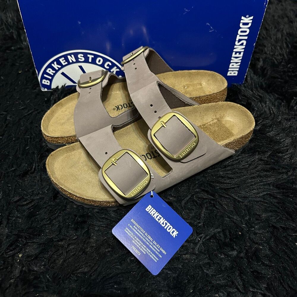 BIRKENSTOCK Arizona big buckle purple leather gold buckle sandals shoes eur 38 - Picture 2 of 8